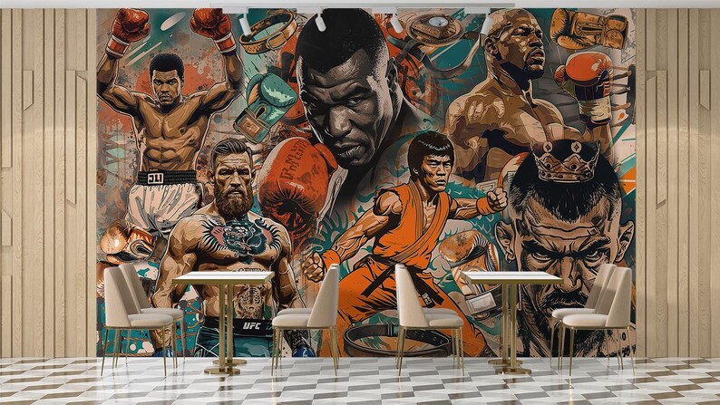 Boxing Wallpaper Sports Legends Wall Art Home Gym Wall Mural Workout ...