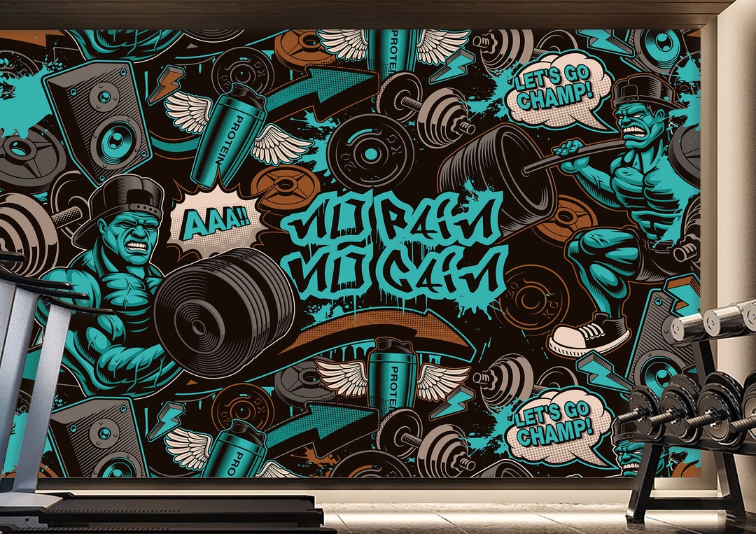 Graffiti Gym Sport Street Art Mural Wallpaper Peel & Stick Etsy