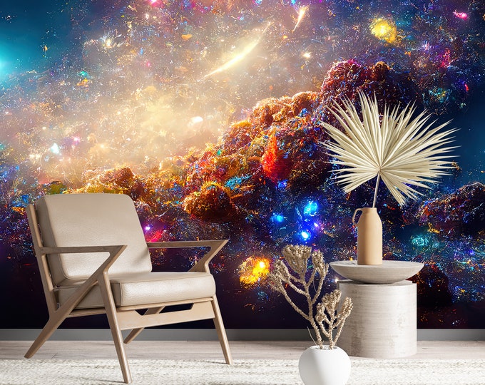 Star Clusters Galaxy Wallpaper Peel and Stick Space Wall Mural Starry ...