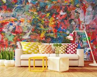 Grunge Graffiti Peel and Stick Wallpaper Mural - Abstract Art Decor