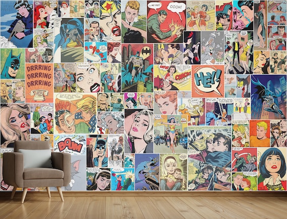 Pop Art Wallpaper Mural Retro Comics Peel and Stick Wallpaper