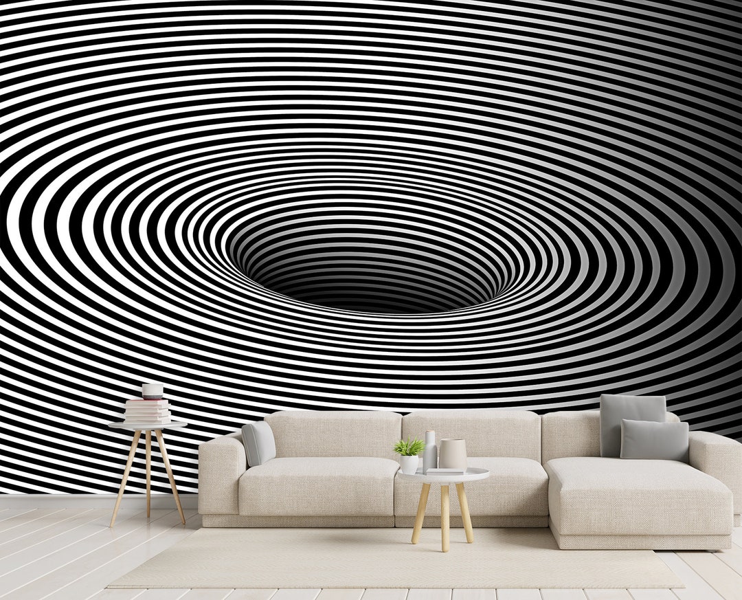 Mural Wallpaper Stereoscopic Psychedelic Illusion & Wallpaper Modern
