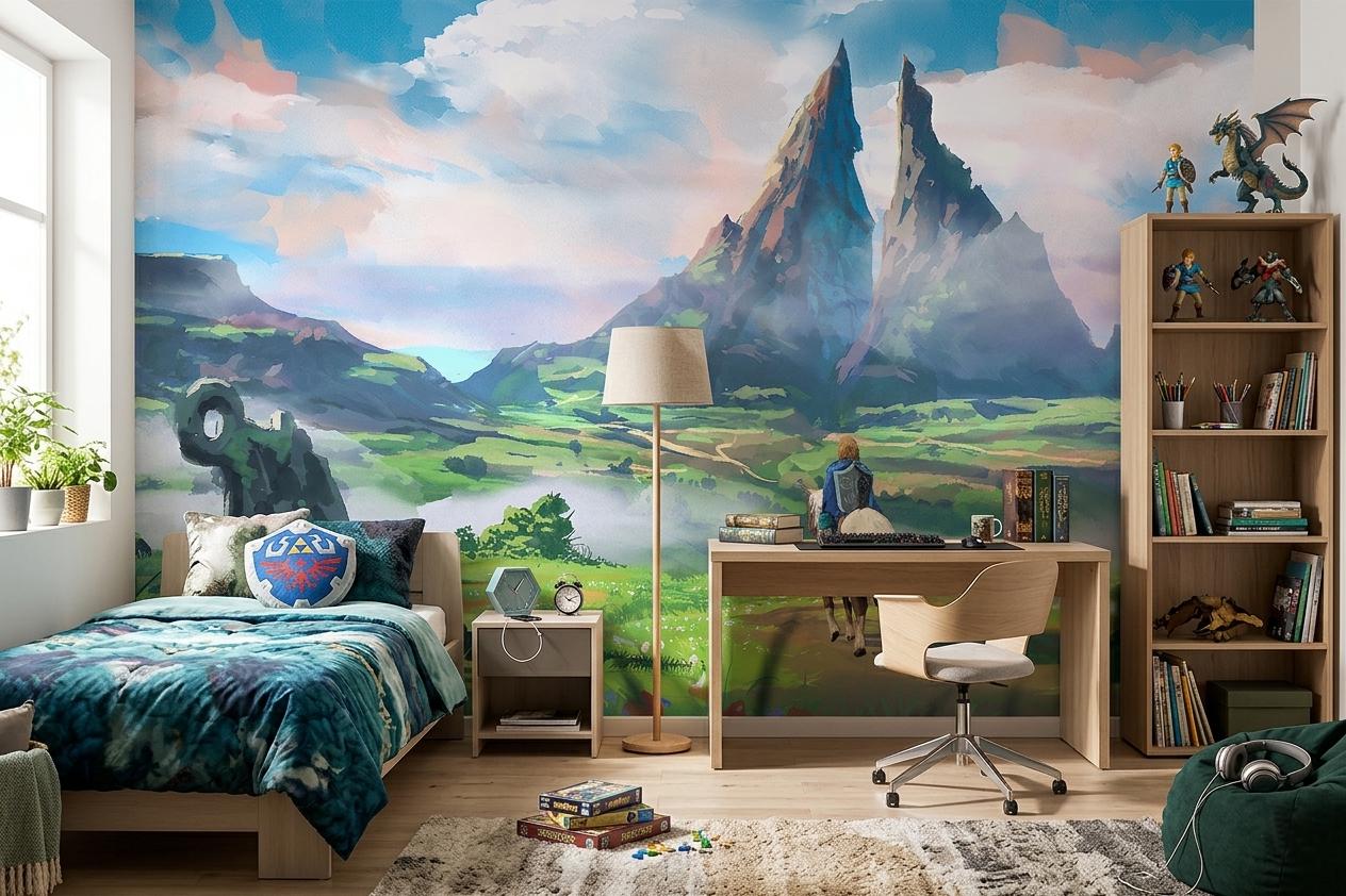 まおた / #ROOM19 Legend of Zelda Tears Kingdom Mural: Gaming Wallpaper for Playroom