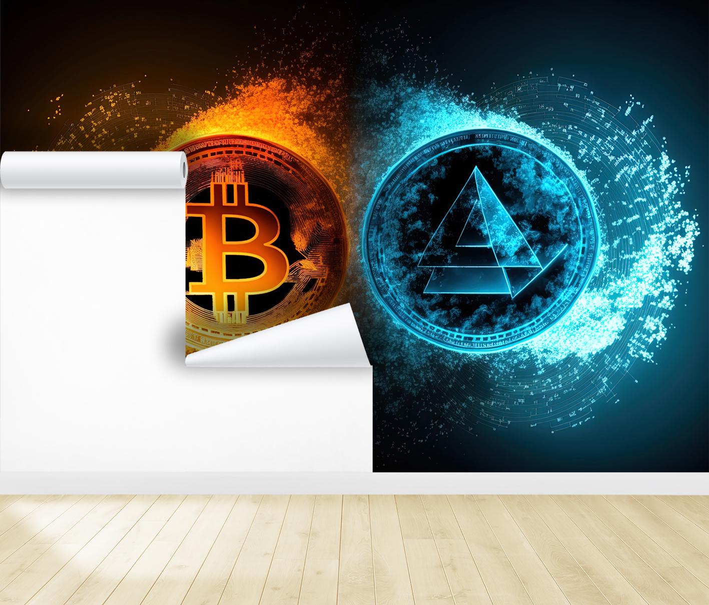 ビットコインとイーサリアムの壁紙 金融ビジネス、投資、取引の壁画 剥がして貼るだけの粘着アート装飾 オフィス壁紙 - Etsy 日本