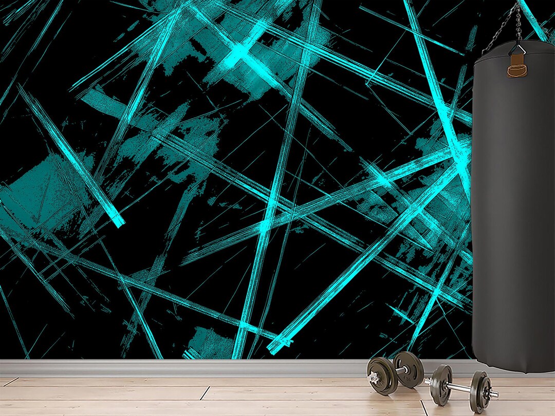 Blue Wallpaper & Geometric Abstract Modern Wall Mural Peel and Stick ...