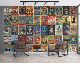 Vintage Italian Removable Wallcovering, Retro Posters Peel And Stick Wall Mural, Food And Drinks Traditional Wallpaper, W200