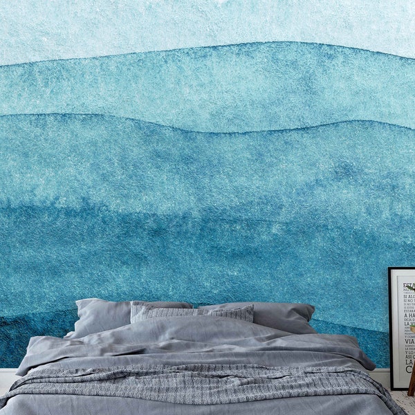 Papier peint et peinture murale vagues bleues de la mer, écume de mer auto-adhésive papier peint vagues de la mer