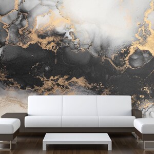 Abstract Marble Wall Mural Peel & Stick Wallpaper Marble Alcohol Ink Wall Art Watercolor Mural Modern Print Wall Art Mural Decor Home