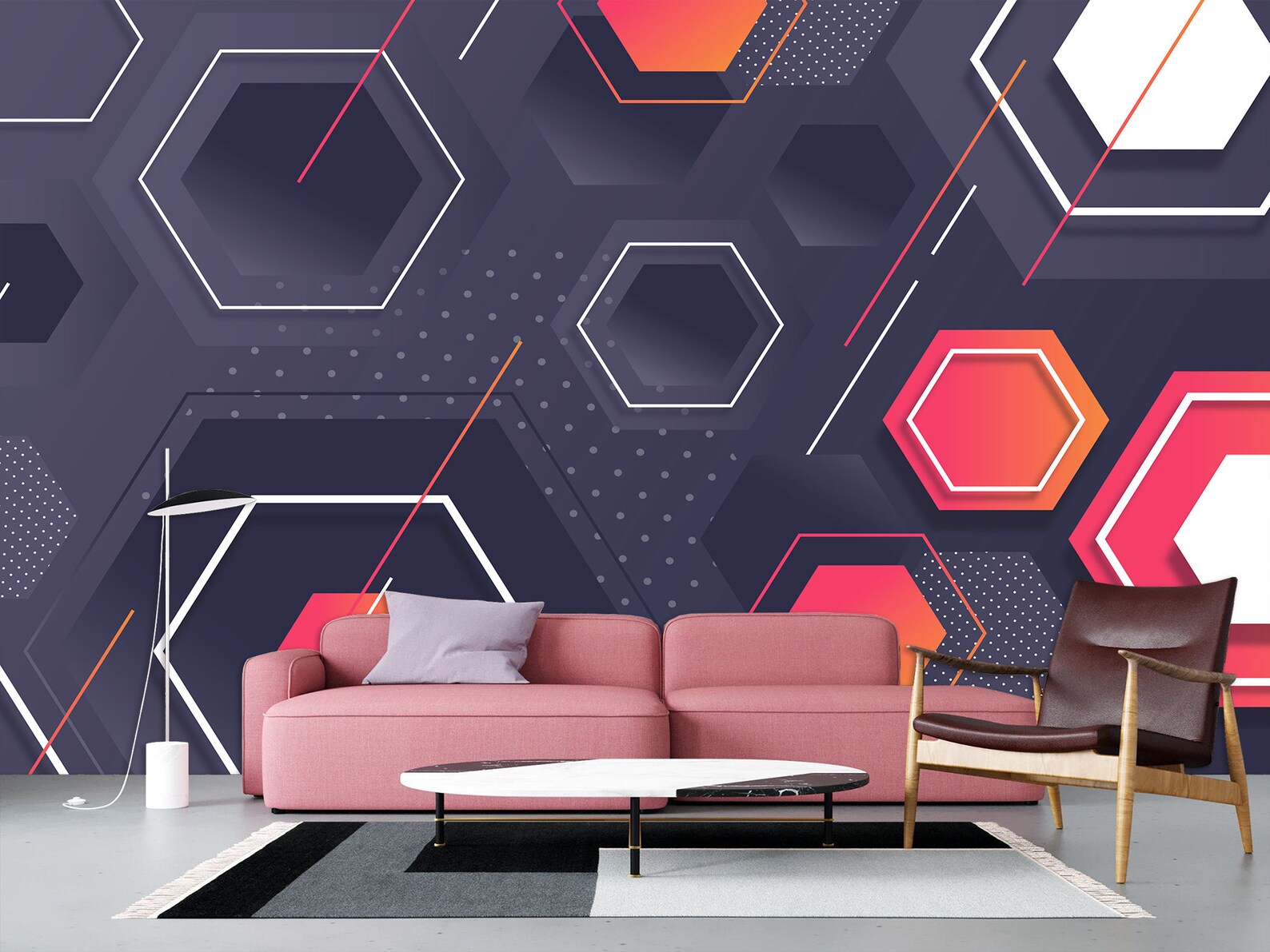 Hitech Hexagons Wallpaper Abstract Geometric Wall Mural Etsy