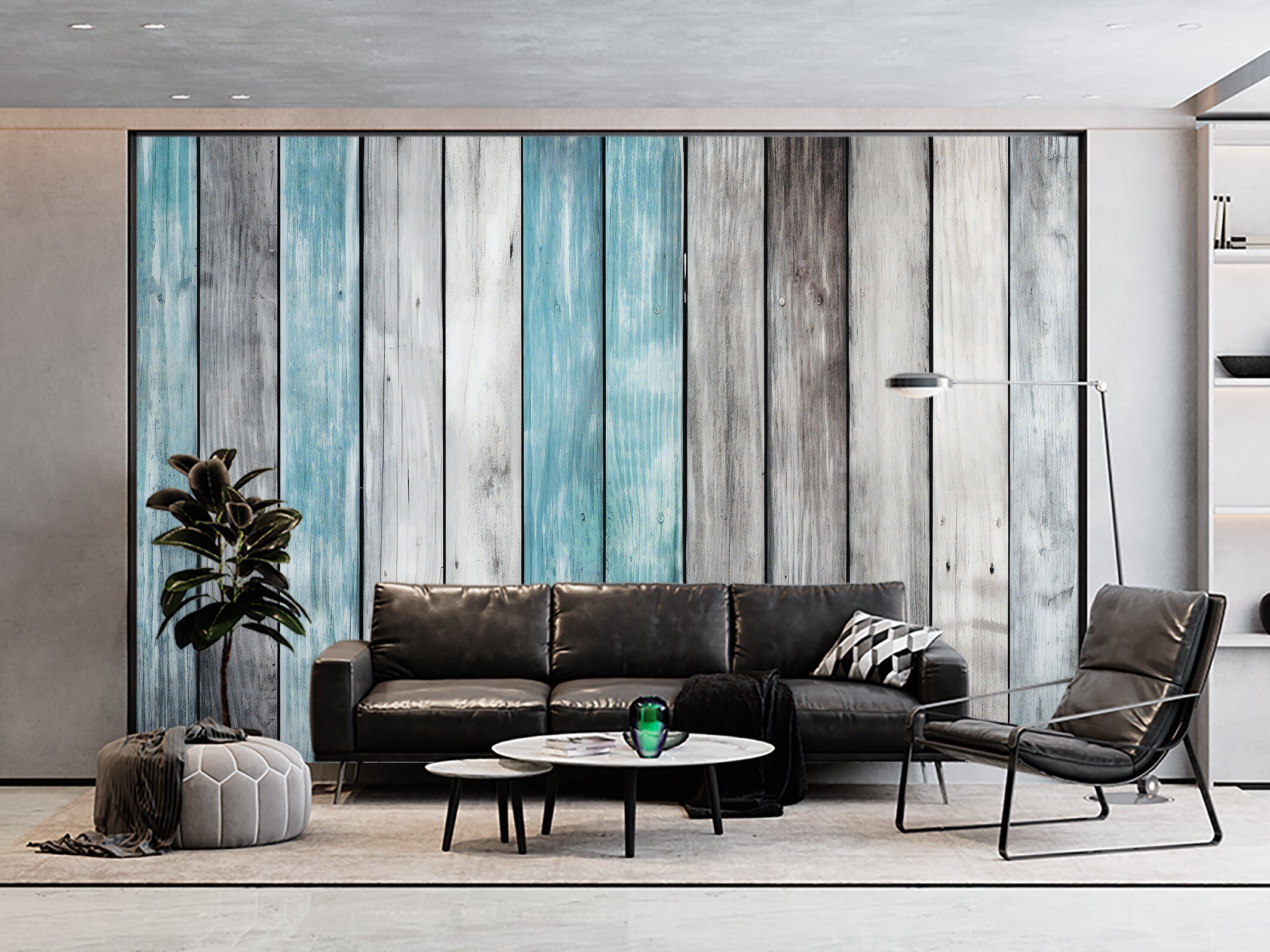 Wood Plank Board Wallpaper & Wall Mural Vintage Blue Pine Wood Etsy