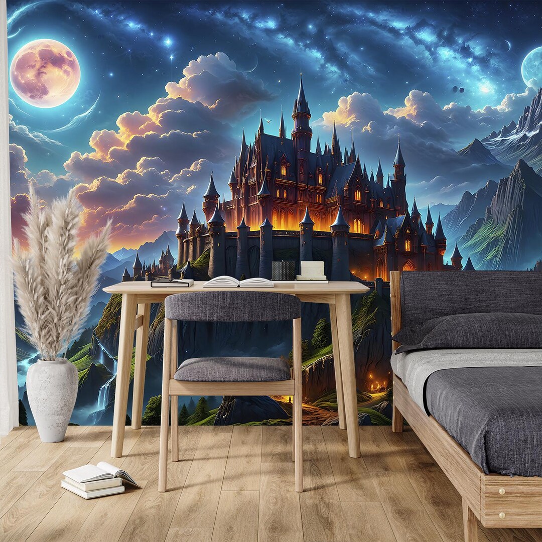 Fantasy Castle Wallpaper & Wall Mural Magical Castle Wall Print Peel ...