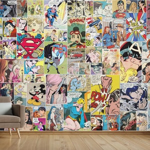 Pop Art Retro Mural Peel and Stick Wallpaper Pop Style Vintage - Etsy