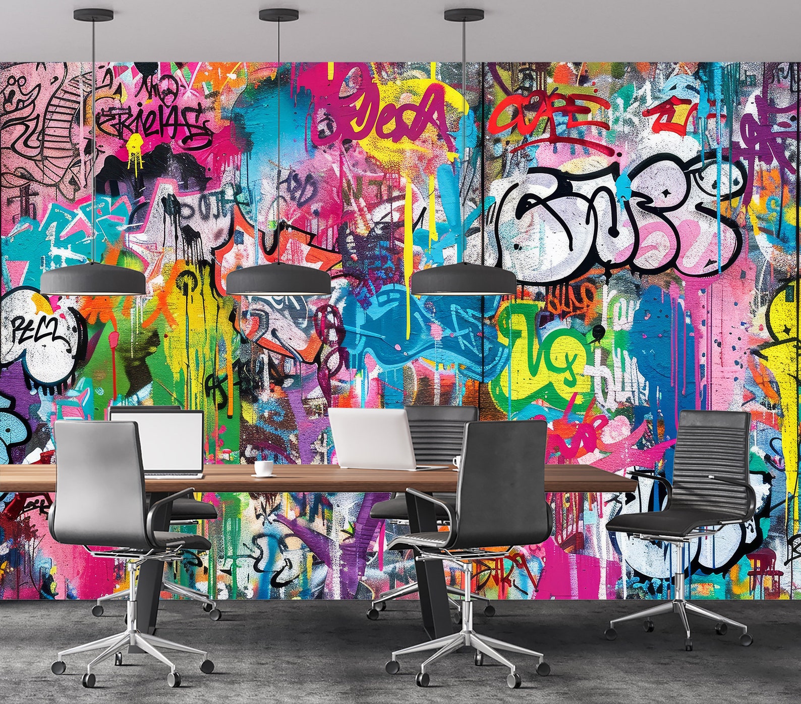 Graffiti Wall Mural Wallpaper Print Peel and Stick Funky Urban Streat ...