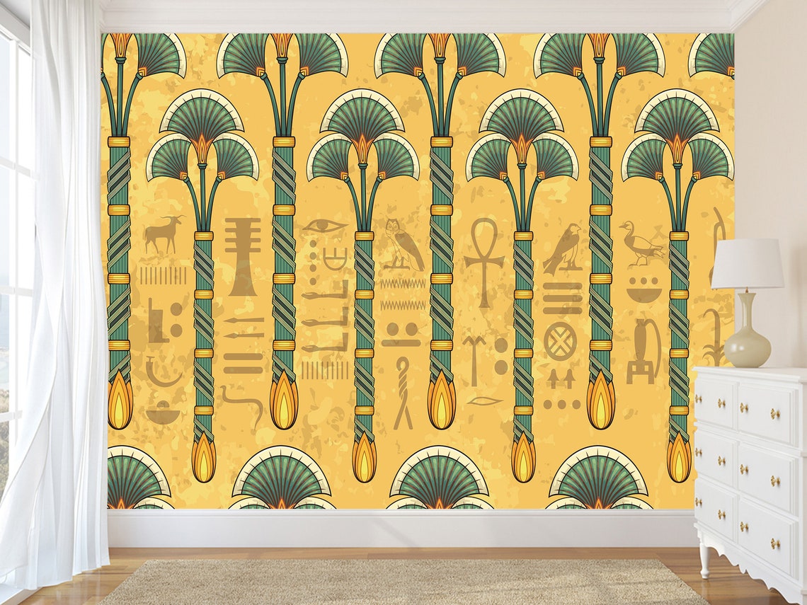 Wallpaper Egyptian Hieroglyphs Wall Art Mural Ancient Egyptian - Etsy