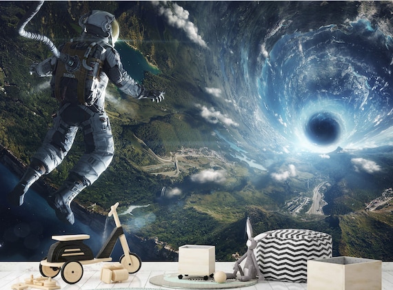 Mural De Papel Tapiz De Astronauta En El Espacio Murales De Papel Tapiz