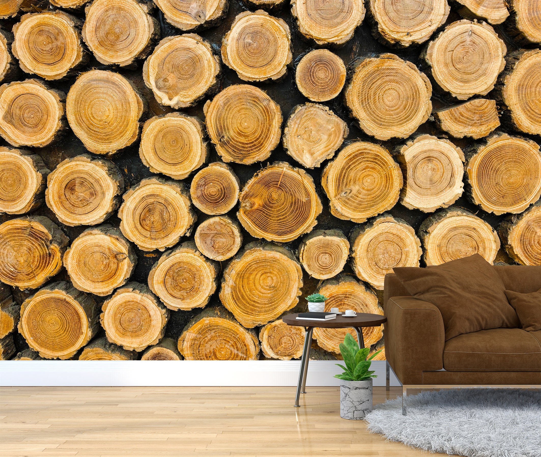 Papel pintado con estructura de troncos de madera, tamaños personaliza –  Maughon's