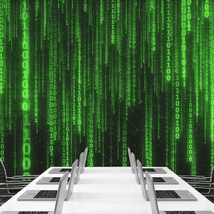 マトリックス壁紙 コンピュータサイエンス 剥がして貼るだけ＆壁画 サイバーコード壁紙 壁画装飾 ホーム グリーン文字