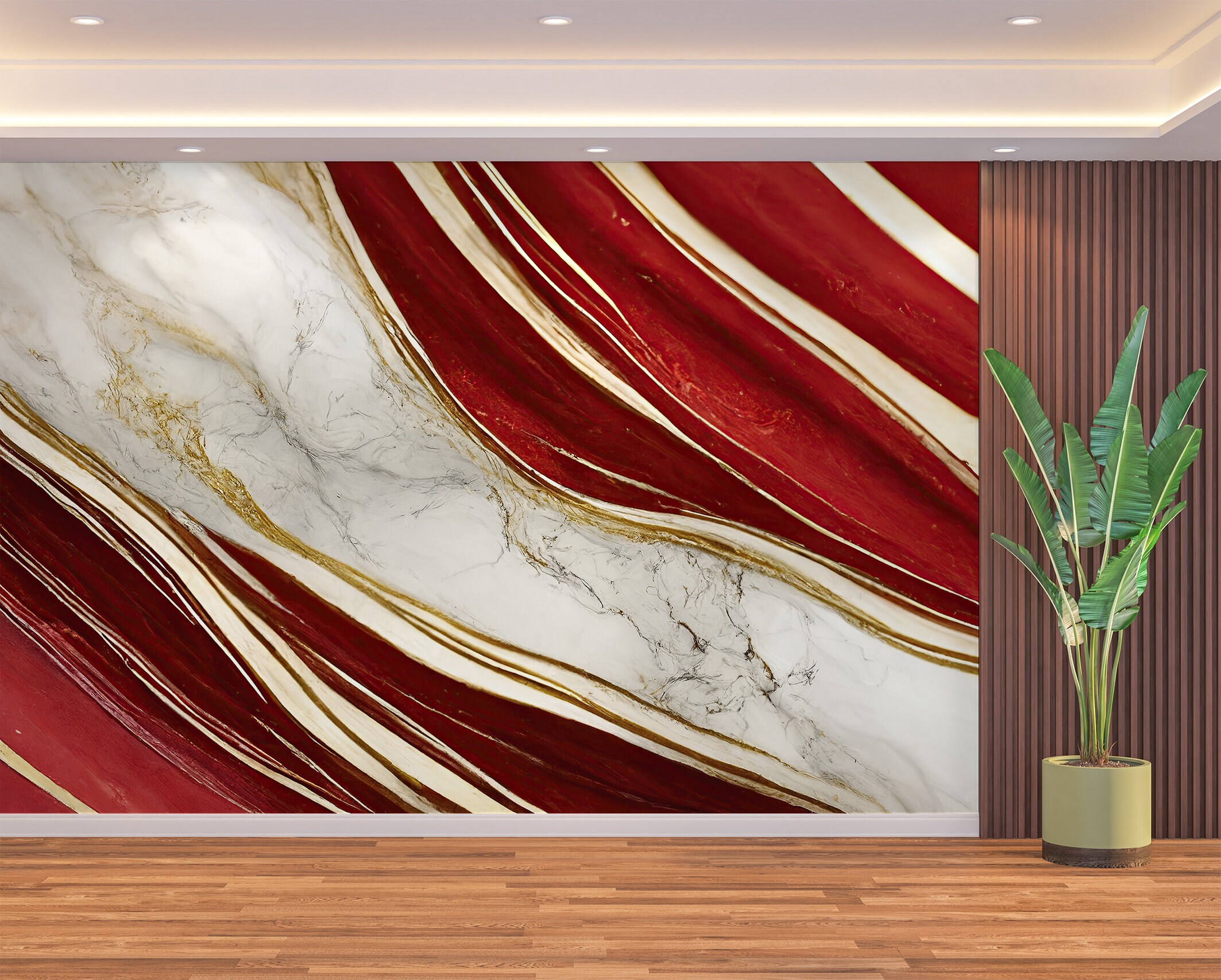 Marmor Abstrakte Rote Tapete & Modernes Wandbild Luxus Marmor Alkohol Tinte Wandbild für Wohnzimmer Schlafzimmer Küche Schälen und aufkleben