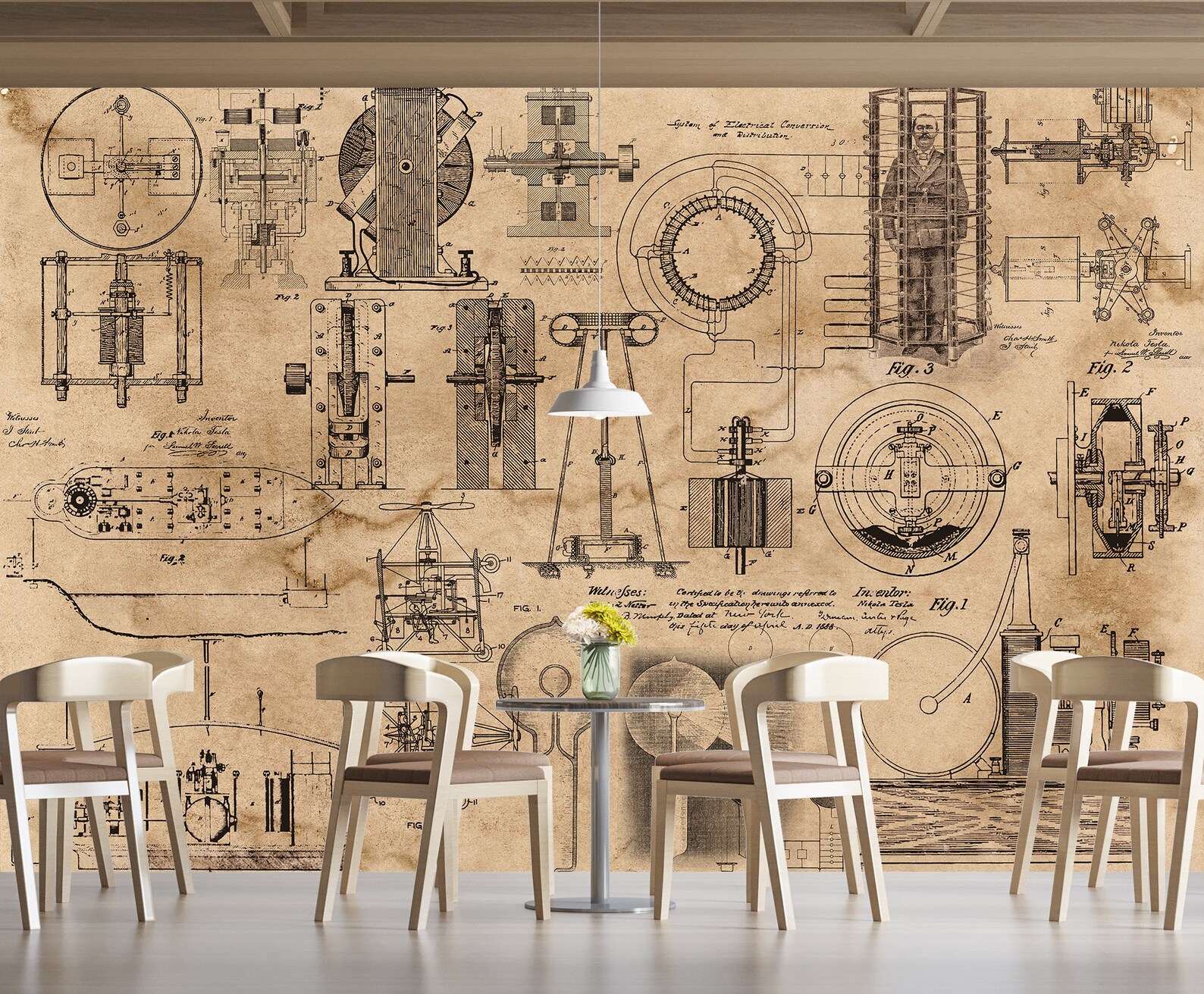 Nikola Tesla Wallpaper Scientist Engineer Mural Drawings Science ...