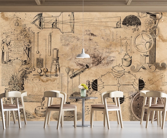 ガリレオ壁紙 図面 & エンジニア 科学者 科学 ヴィンテージ コラージュ