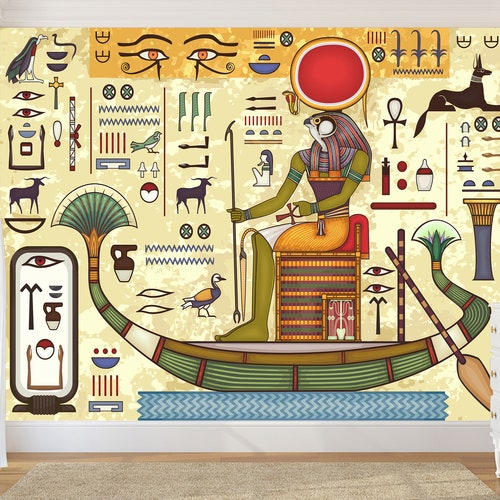 Wallpaper Egyptian Hieroglyphs & Wall Art Mural Ancient - Etsy
