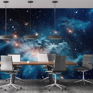 Carta da parati con nebulosa spaziale, cielo notturno, galassia cosmica, stelle dello spazio profondo, stampa, stacca e attacca, decorazione da parete per la casa, autoadesiva