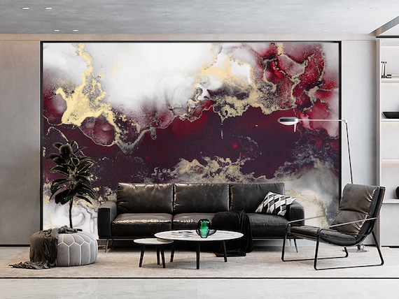 Carta Da Parati Moderna A Strisce - 200x140 Cm, 4 Pannelli, Tessuto Non Tessuto 220g, Rosso E Bianco, Per Sala E Camera