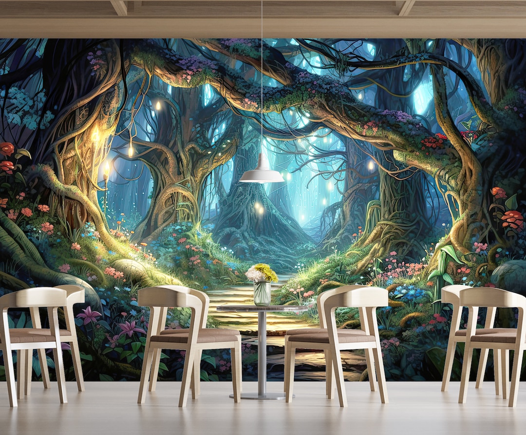 Fairytale Magical Forest Enchanted Woods Wallpaper Wall Mural Modern ...