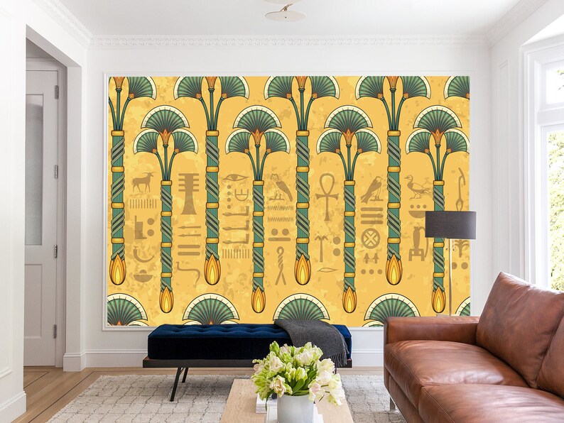 Egyptian Hieroglyphs Wallpaper Mural: Ancient Papyrus Wall Art (peel ...