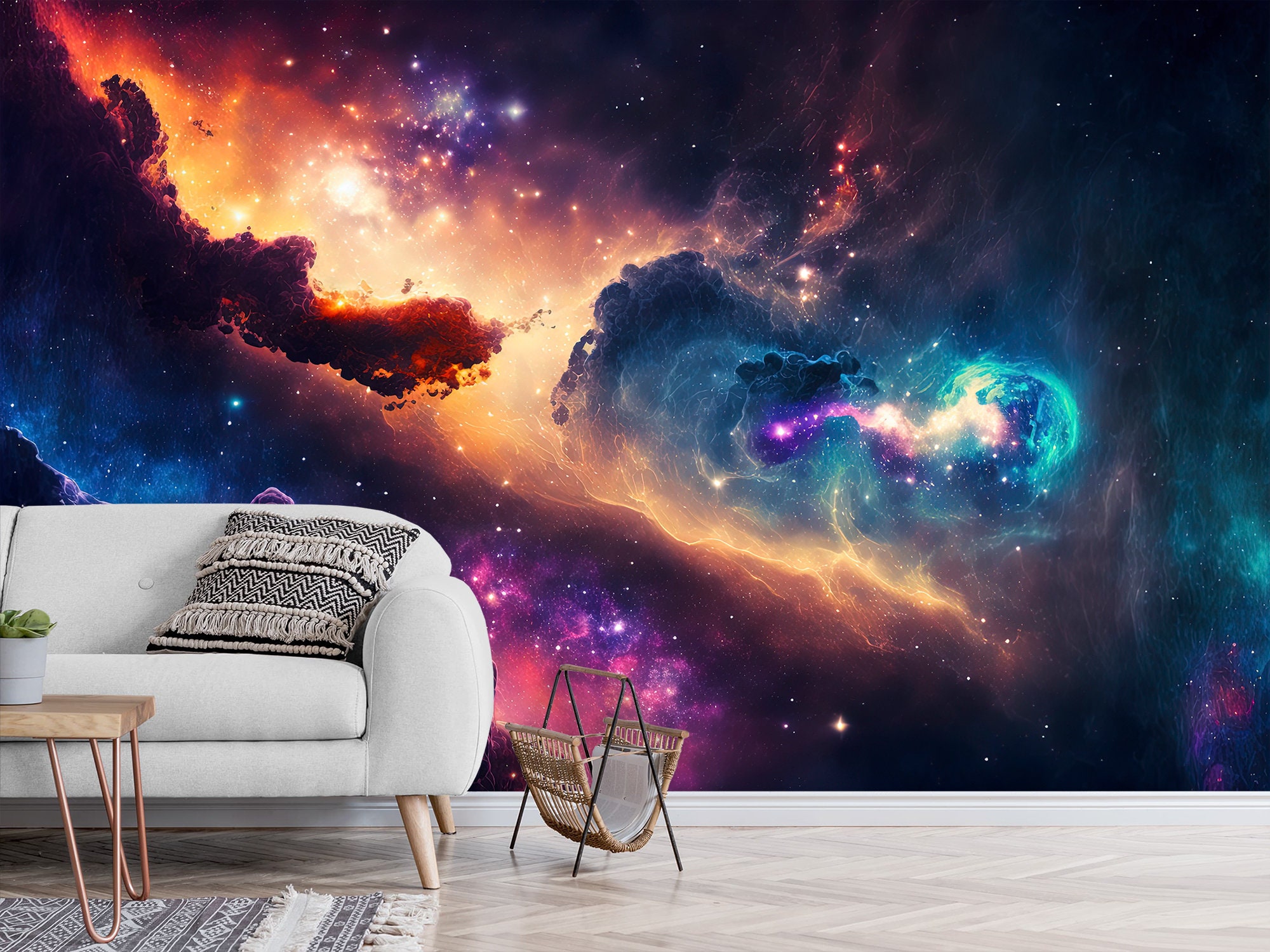 Starry Sky Wallpaper Mural: Peel and Stick Galaxy Wall Art - Etsy