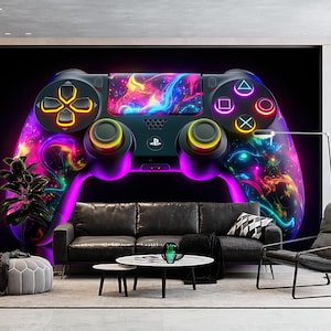Joystick Wallpaper Gamepad Murale da parete Gioco Bambini Stampa Peel and Stick Wall Art Decor Casa Sala giochi Stanza dei giocatori adolescenti
