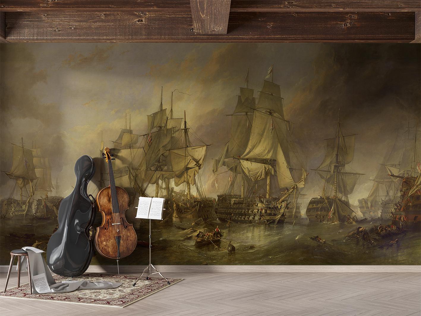 William Turner Trafalgar Battle Wallpaper Nautical Wall Room Mural