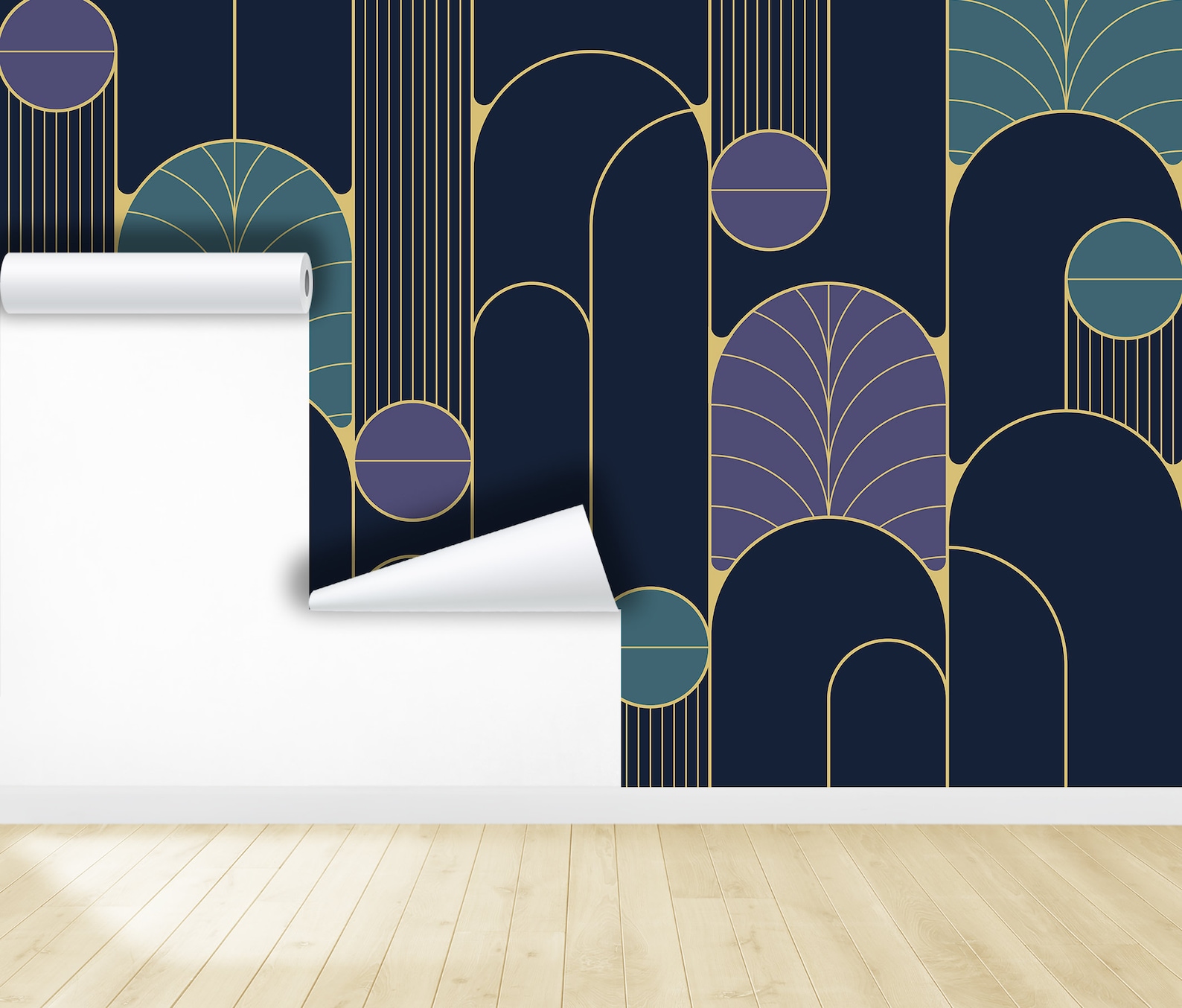 Geometric Wallpaper Art Deco Modern &amp; Wall Mural Dark Geometric Lines ...
