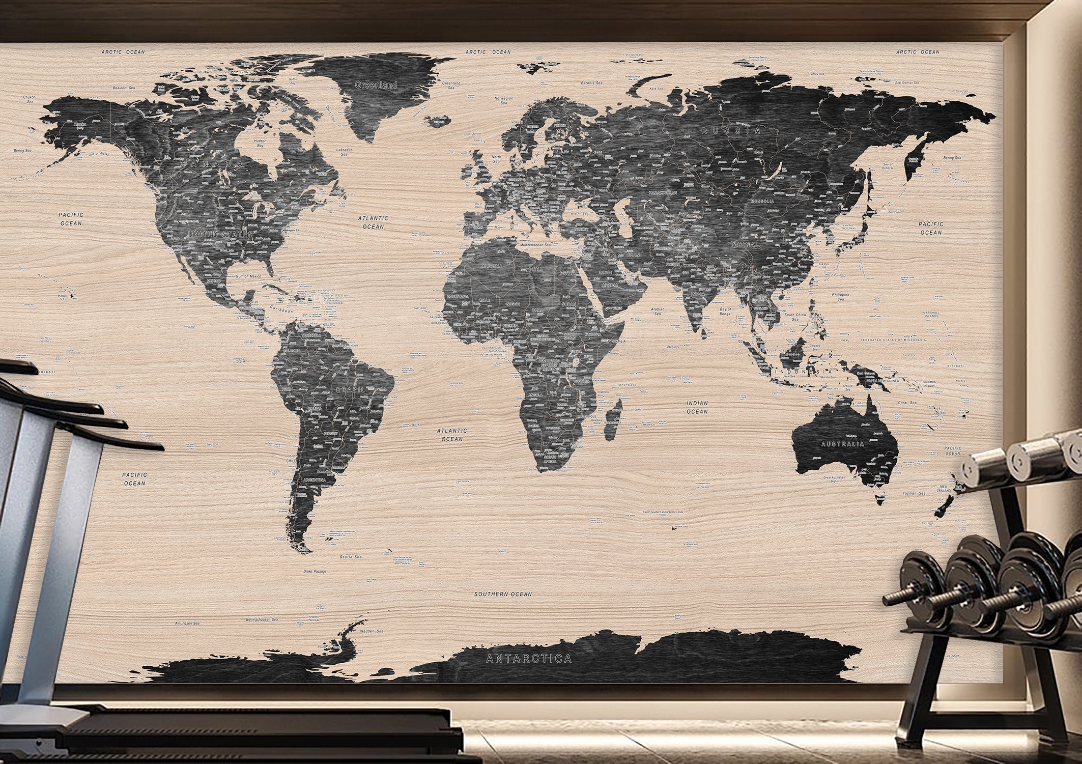 Mural Decor home world map Wallpapers poster Colorful wall Etsy