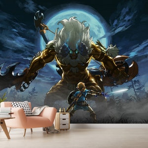 Mural wallpaper The Legend of Zelda wall art & Link Video games Home decor princess Zelda Kids play room decor Print wallpaper Wall mural