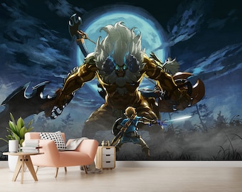 Mural wallpaper The Legend of Zelda wall art & Link Video games Home decor princess Zelda Kids play room decor Print wallpaper Wall mural