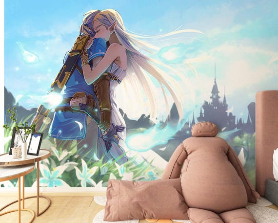 Zelda & Link Breath of the Wild Gaming Mural (peel and Stick