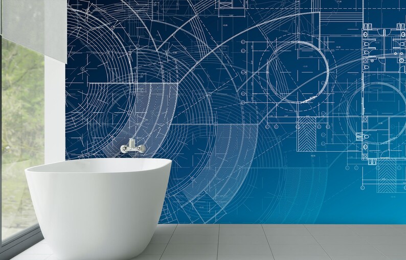 Blueprints Architecture Peel and Stick Wallpaper, Patent Art Wall Mural ...