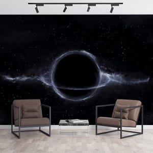 Nebula & Black Hole Wallpaper Wall Mural Planet in Space Wallpaper Peel and Stick Cosmic Photomural Decor For Kids Room Wallpaper
