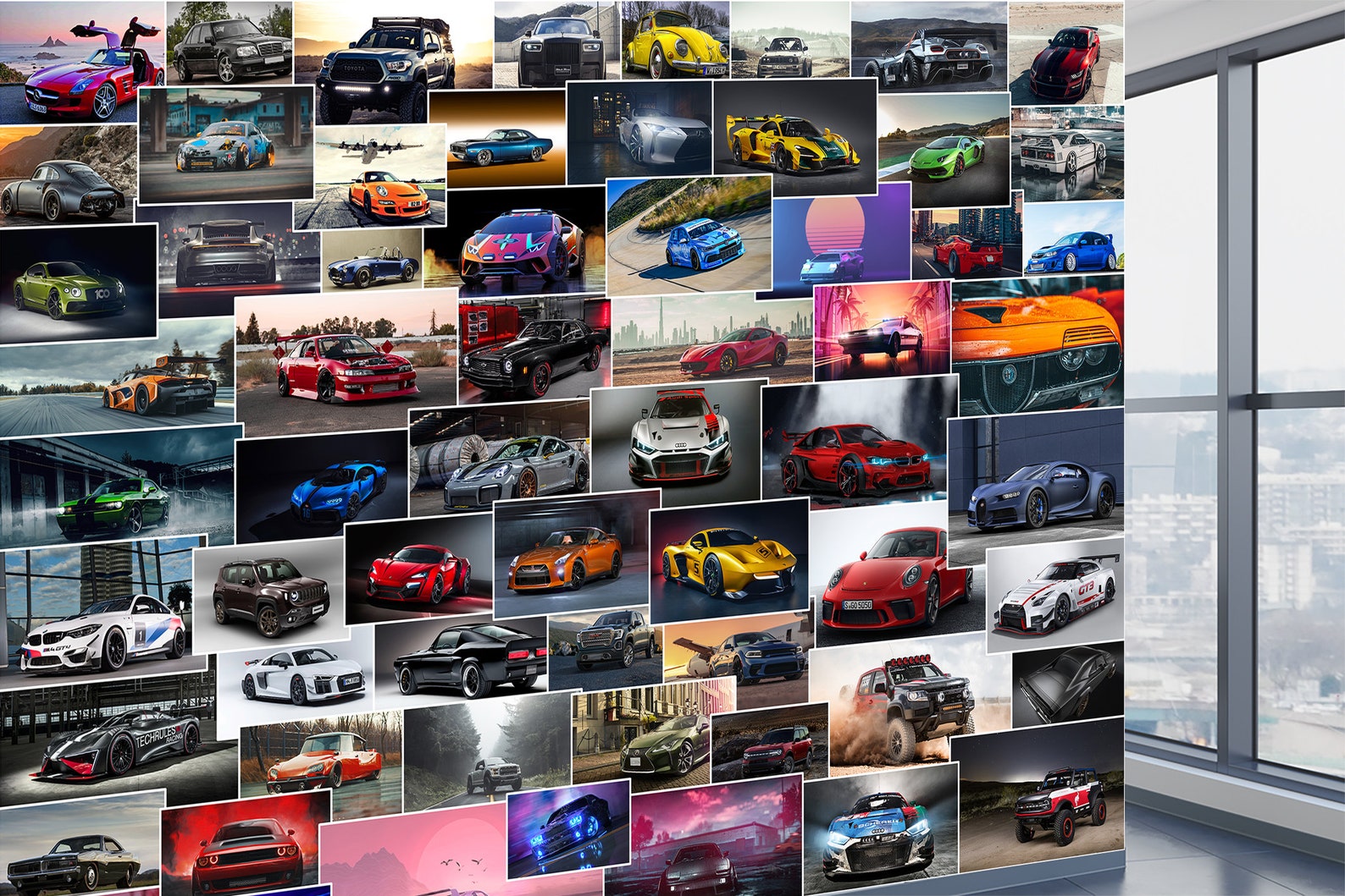 Cars Collage Wallpaper Kids Room Decor Sports Car & Wall Mural Etsy