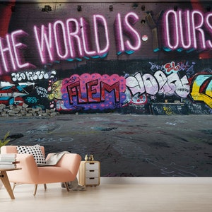 Abstract Graffiti Mural Wallpaper, Street Art Peel and Stick Decor - Etsy