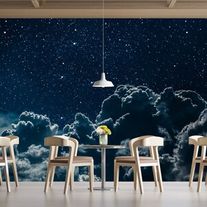 Starry Night Sky Wallpaper Mural - Peel and Stick Wall Art - Etsy