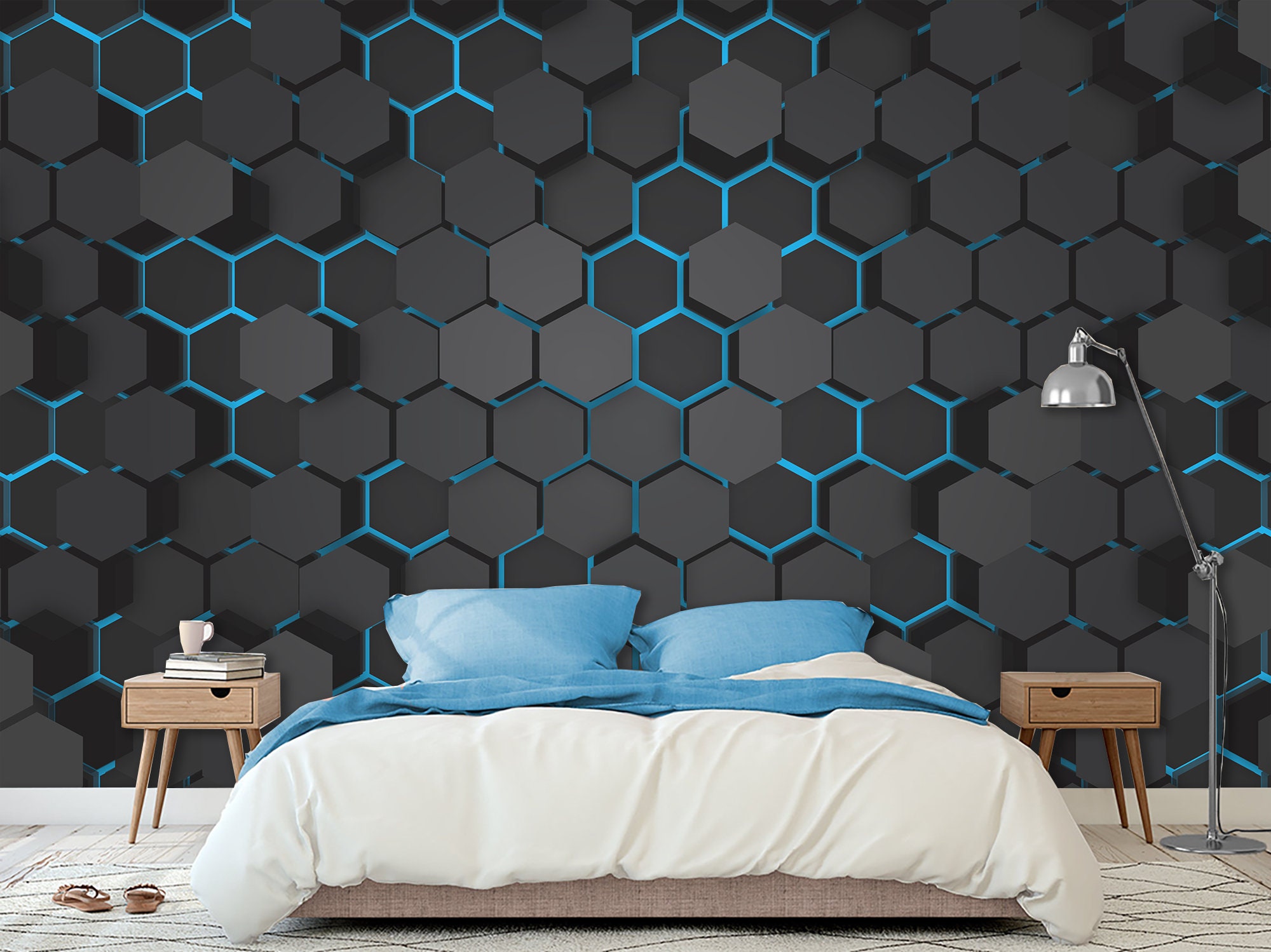 Hexagon Wallpaper - Etsy Hexagon Wallpaper - Etsy