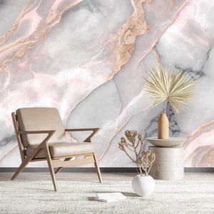 Marble Gray Abstract Wallpaper & Wall Art Marble Mural Modern Decor Peel and Stick Non Woven Self Adhesive
