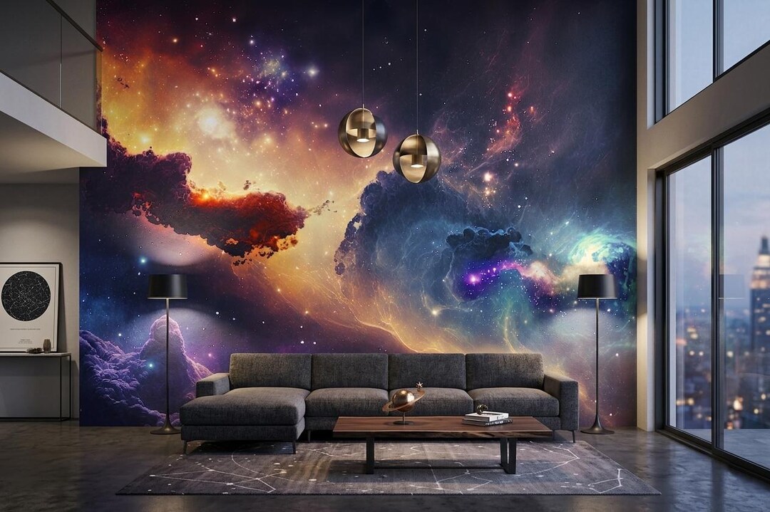 Starry Sky Wallpaper Mural: Peel and Stick Galaxy Wall Art - Etsy
