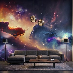Starry Sky Wallpaper Mural: Peel and Stick Galaxy Wall Art