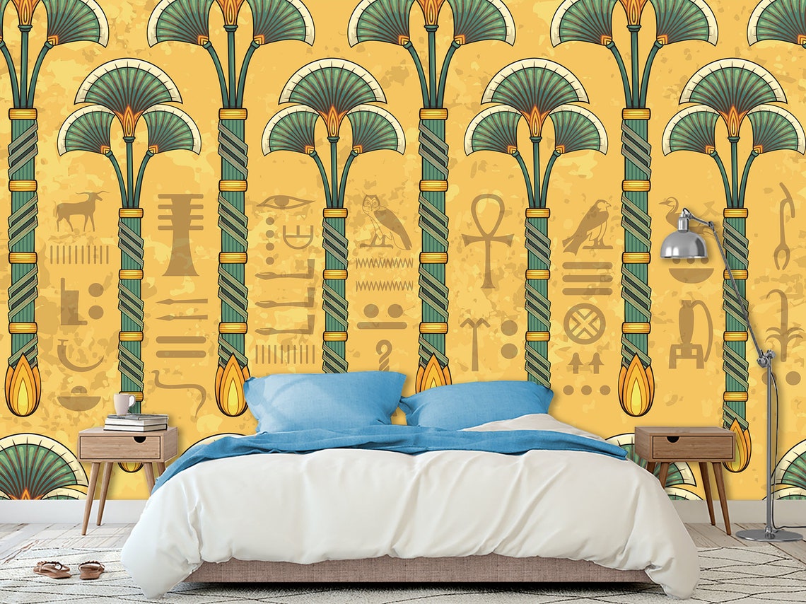 Wallpaper Egyptian Hieroglyphs Wall Art Mural Ancient Egyptian - Etsy
