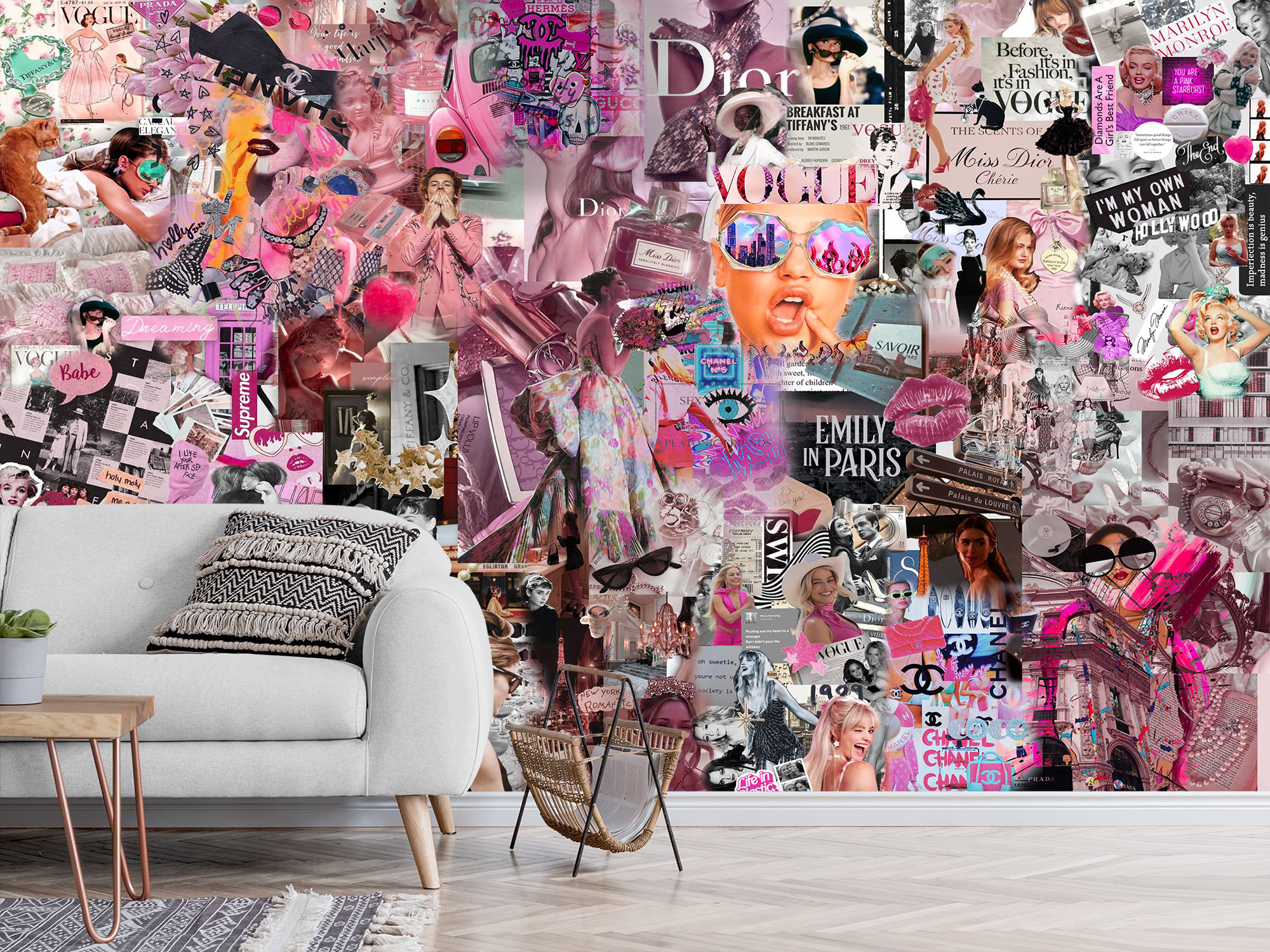 Fashion Women Model Wallpaper & Wall Mural Glam Aesthetic Collage Pink  Colorful Print Peel and Stick Wall Art Decor Home Custom Size - Etsy