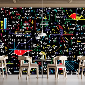 Physics & Maths Enthusiast Wallpaper Science Motive Equation and Scheme Education Peel and Stick Wall Mural Modern wall art Decor Home