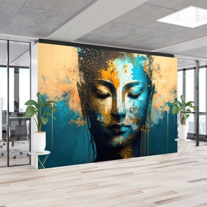 Brewster Komar Adesivi Murali Peel & Stick Buddha Oro - Foglio 71x99 Cm, 3 Pezzi, Rimovibili E Riposizionabili, Decorazione Parete Stile Indiano